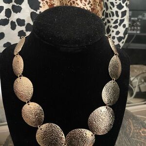 Gold Textured Disc Necklace